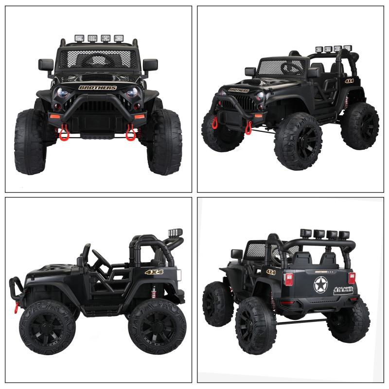 TOBBI 12V Electric Kids Ride On Truck Toys with Remote Control for Boys Girls in Black TH17U0495 zt 6