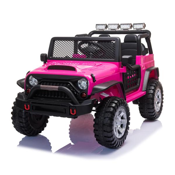 12V Ride On Truck Toy w/ Remote Control& Bluetooth, Rose Red TH17U0837 2 Kids Jeep