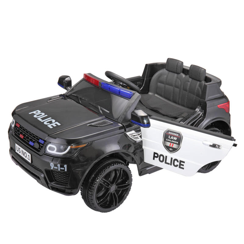 Tobbi 12V Kids Power Wheels Police Car Black Ride On Car W/ RC TH17W0442 50