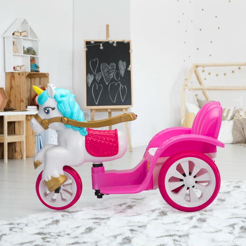 6V Kids Ride-on Unicorn Carriage Battery Powered Electric Princess Carriage with Music TH17W0856 cj2