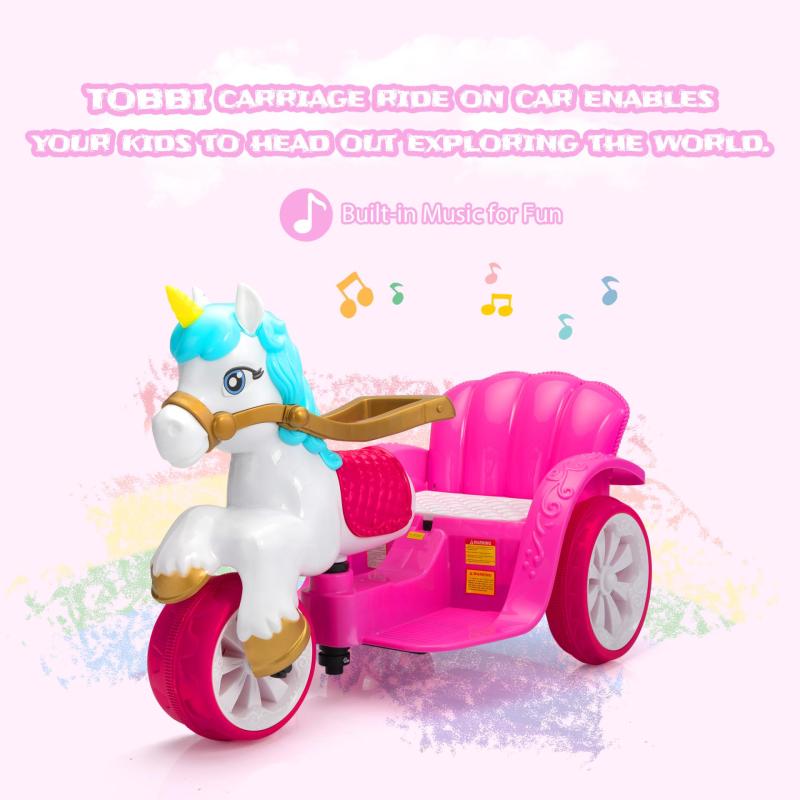 6V Kids Ride-on Unicorn Carriage Battery Powered Electric Princess Carriage with Music TH17W0856 zt1