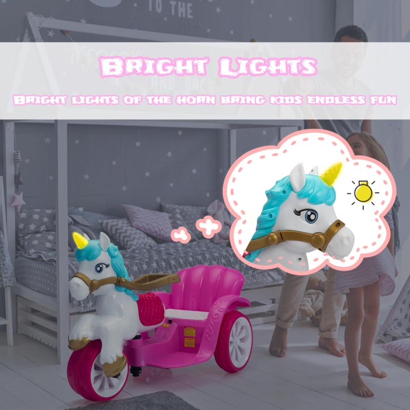6V Kids Ride-on Unicorn Carriage Battery Powered Electric Princess Carriage with Music TH17W0856 zt2