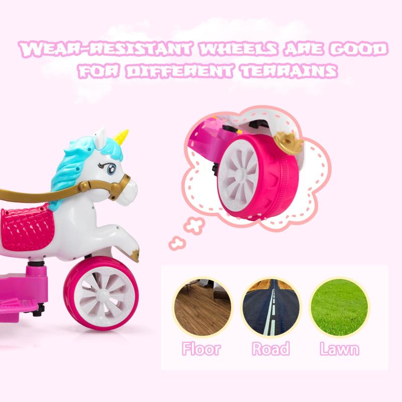 6V Kids Ride-on Unicorn Carriage Battery Powered Electric Princess Carriage with Music TH17W0856 zt3