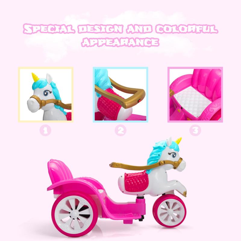 6V Kids Ride-on Unicorn Carriage Battery Powered Electric Princess Carriage with Music TH17W0856 zt4