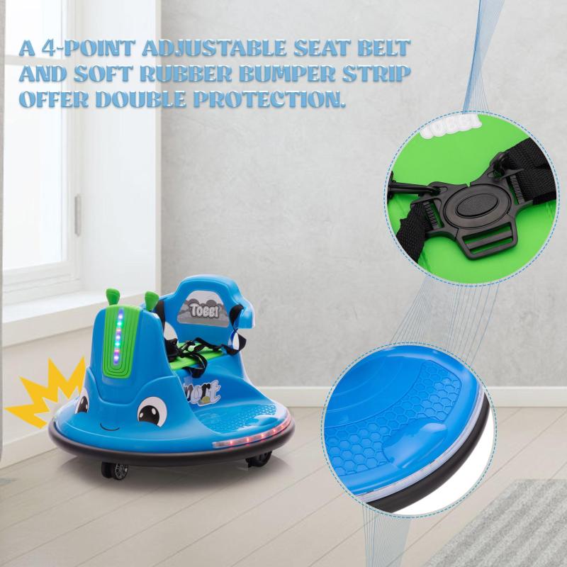 12V Kids Ride on Electric Bumper Car with Remote Control, 360 Degree Spin for Toddlers Age 3-8, Blue TH17W0928 zt2