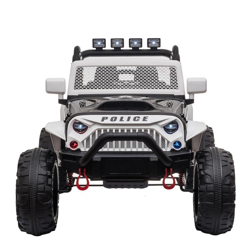TOBBI 12V Kids Ride On Truck Toys Electric Police Car with with Remote Control, White TH17X0497 4