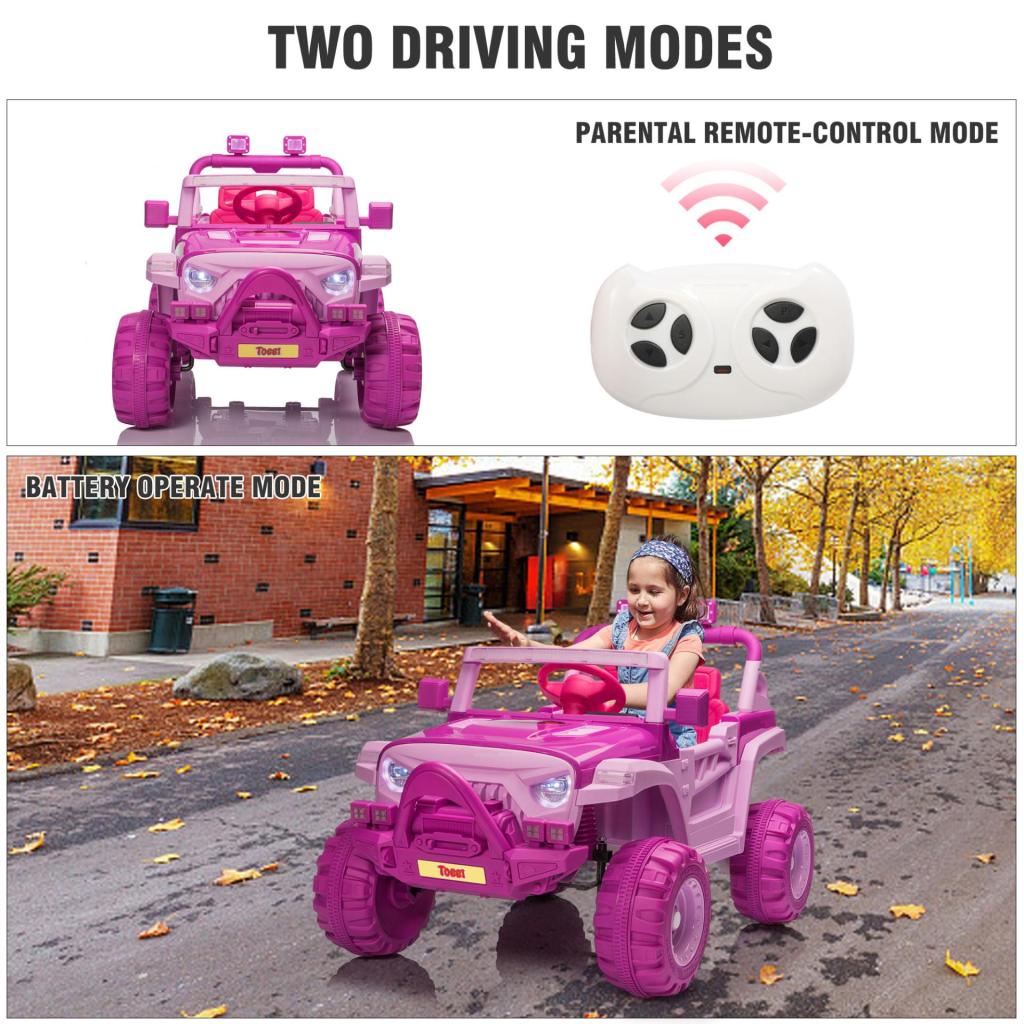 12V Kids Ride On Electric Motorized Off-Road Vehicle w/ 2.4G Remote Control, Pink+ Rose Red TH17X0713 zt1 1