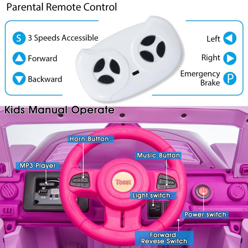 12V Kids Ride On Electric Motorized Off-Road Vehicle w/ 2.4G Remote Control, Pink+ Rose Red TH17X0713 zt2