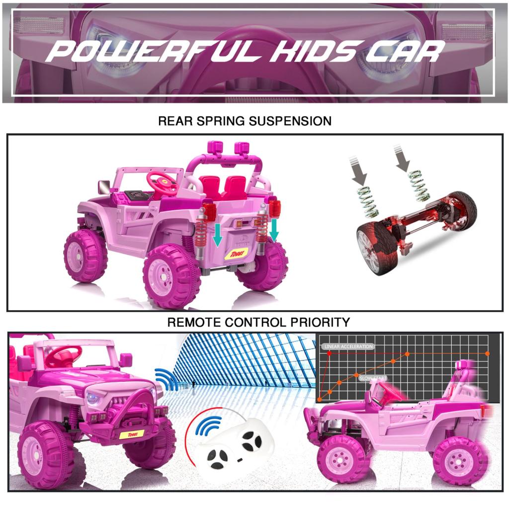 12V Kids Ride On Electric Motorized Off-Road Vehicle w/ 2.4G Remote Control, Pink+ Rose Red TH17X0713 zt5 1