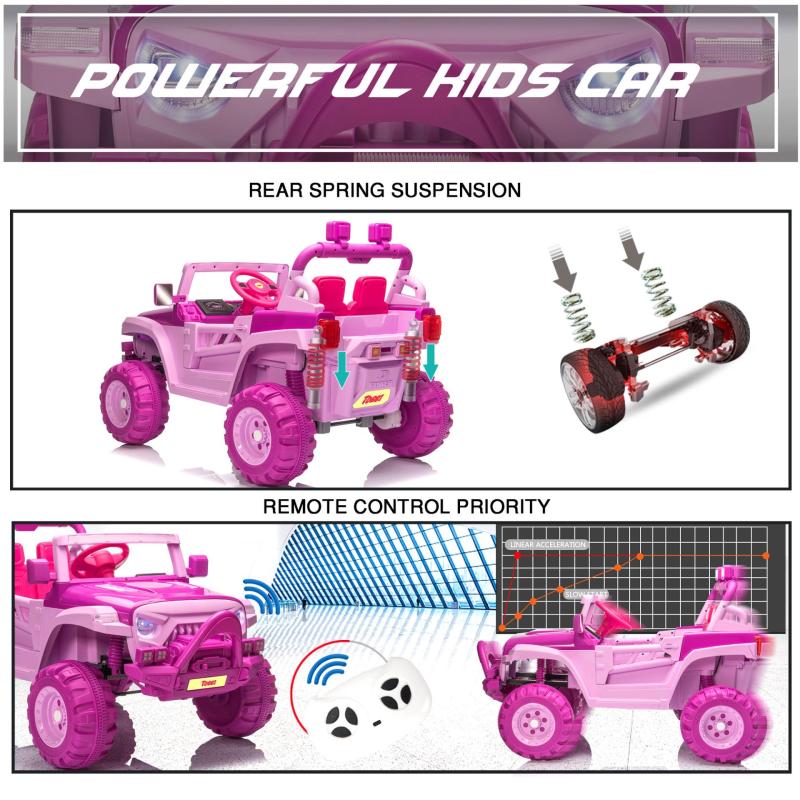 12V Kids Ride On Electric Motorized Off-Road Vehicle w/ 2.4G Remote Control, Pink+ Rose Red TH17X0713 zt5