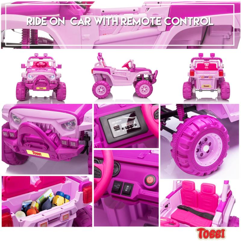 12V Kids Ride On Electric Motorized Off-Road Vehicle w/ 2.4G Remote Control, Pink+ Rose Red TH17X0713 zt6