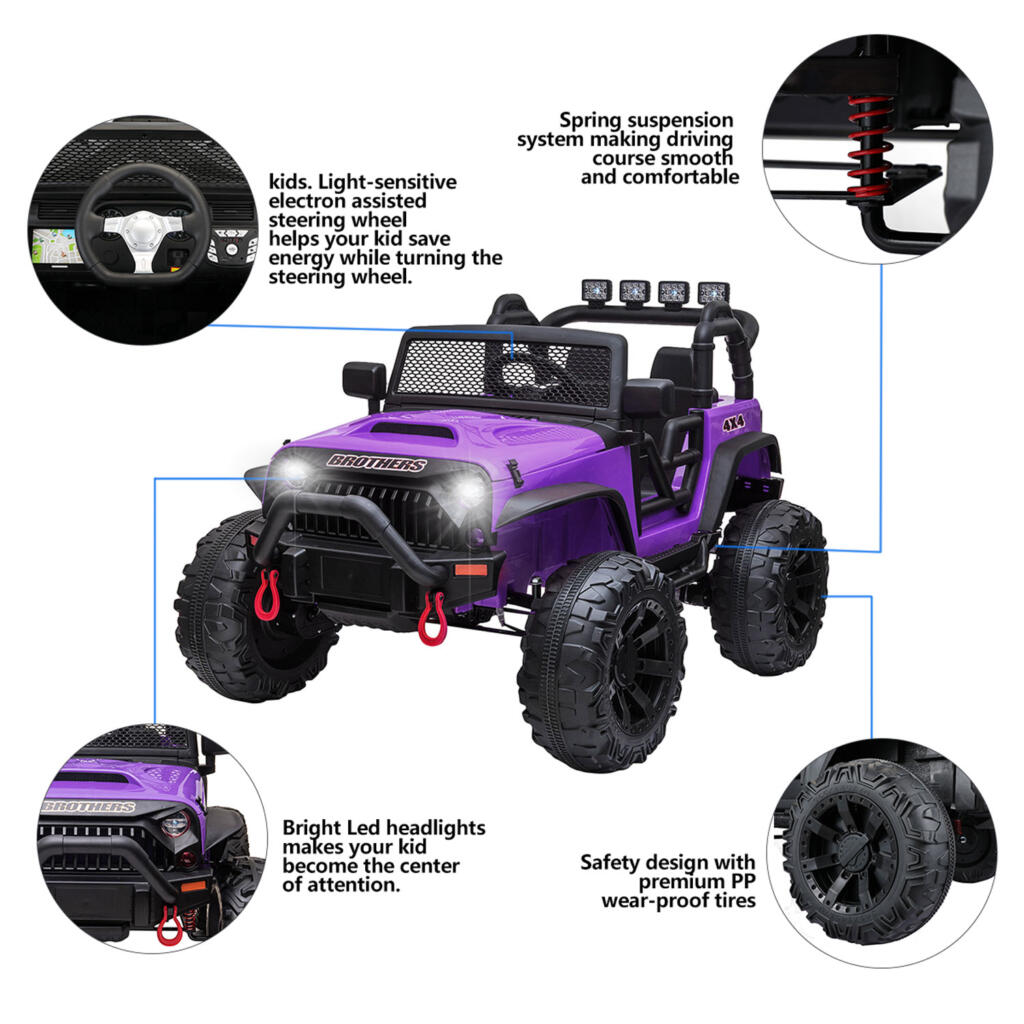 Tobbi 2 Seater Power Wheels 12v Ride On Jeep With Remote Control TH17Y0498 zt9