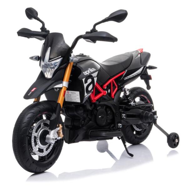 Tobbi 12V Aprilia Licensed Motorcycle, Battery Powered Kids Ride On Toy Car with Auxiliary Wheels, Key Start, Black TH17Y06602 2