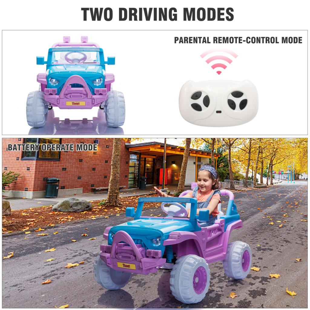 12V Kids Ride On Electric Motorized Off-Road Vehicle w/ 2.4G Remote Control, Blue+ Purple TH17Y0714 zt1 1