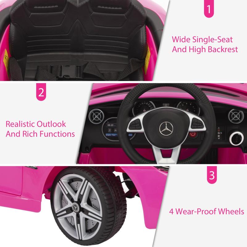 TOBBI 12V Kids Ride On Car Mercedes Benz SLC 300 Licensed Kids Electric car for Boys Girls, Pink TH17Y0966 zt4