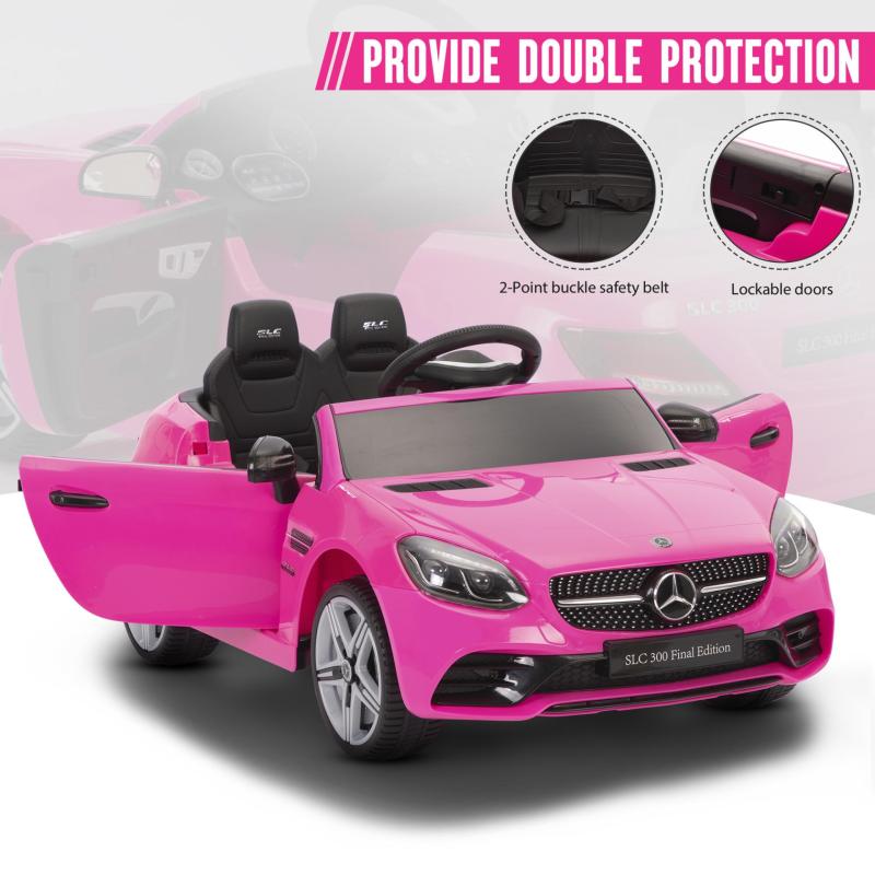 TOBBI 12V Kids Ride On Car Mercedes Benz SLC 300 Licensed Kids Electric car for Boys Girls, Pink TH17Y0966 zt6
