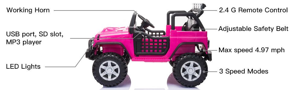 Tobbi 12V Battery Powered Kids Ride On Truck Toy Kids Electric Car with Remote Control, Bluetooth, MP3, Rose Red a9ce4692 358d 499d 9754 4fe09020ea8a. CR00970300 PT0 SX970 V1