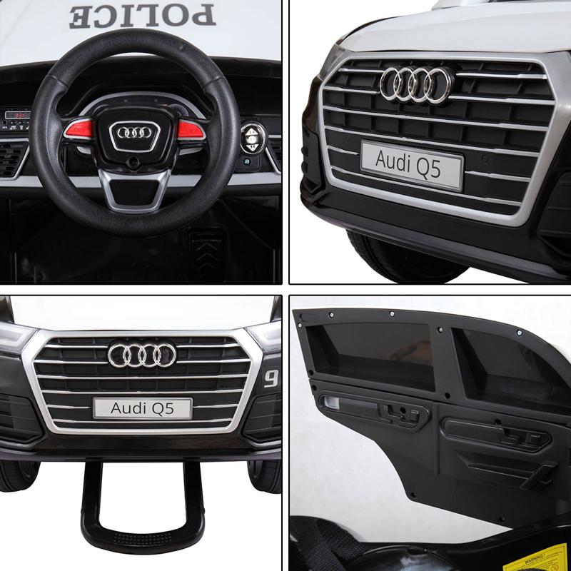 Tobbi 12V Audi Q5 Police Car Toy For Kids With Remote Control, Black audi q5 12v kids police ride on car black 11 1