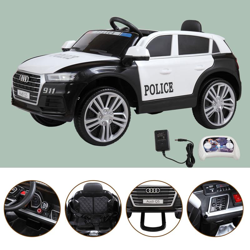 Tobbi 12V Audi Q5 Police Car Toy For Kids With Remote Control, Black audi q5 12v kids police ride on car black 17 1