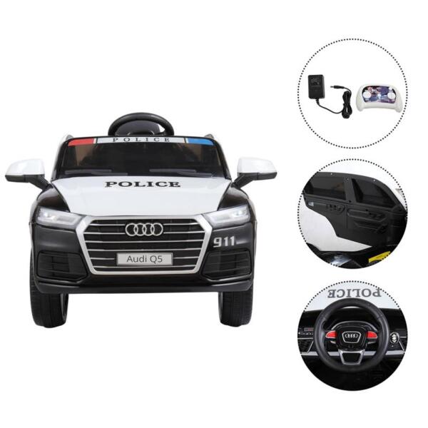 Tobbi 12V Audi Q5 Police Car Toy For Kids With Remote Control, Black audi q5 12v kids police ride on car black 19 1