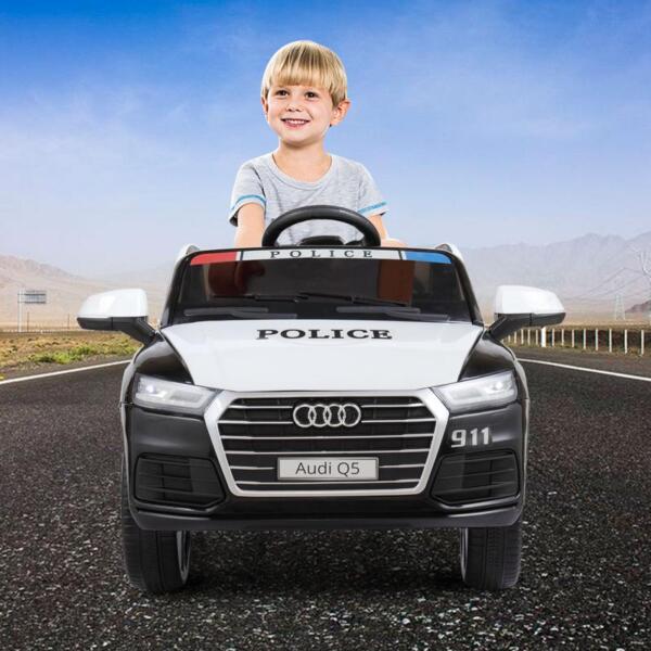 Tobbi 12V Audi Q5 Police Car Toy For Kids With Remote Control, Black audi q5 12v kids police ride on car black 23 1