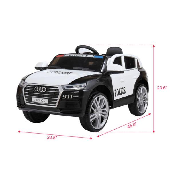 Tobbi 12V Audi Q5 Police Car Toy For Kids With Remote Control, Black audi q5 12v kids police ride on car black 33 2