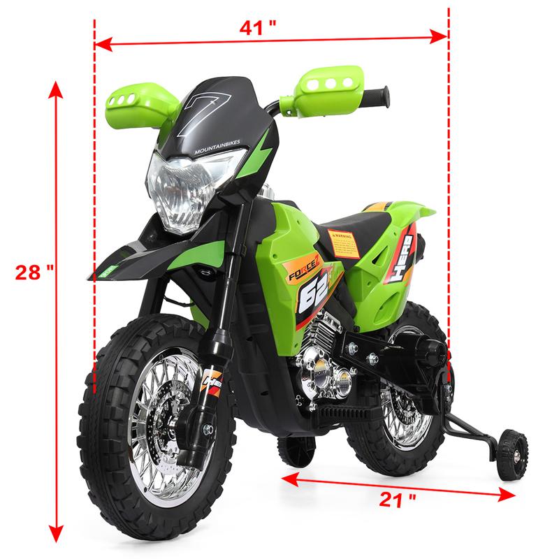 Tobbi Green 6V Electric Kids Dirt Bike Motorcycle auxiliary kids ride on motorcycle green 62