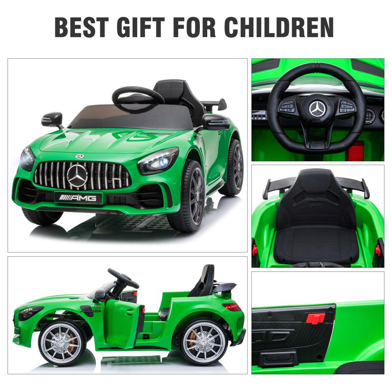 Tobbi 12V Mercedes-Benz GTR-AMG Kids Electric Ride On Car, Green benz gtr amg licensed 12v electric car black 13