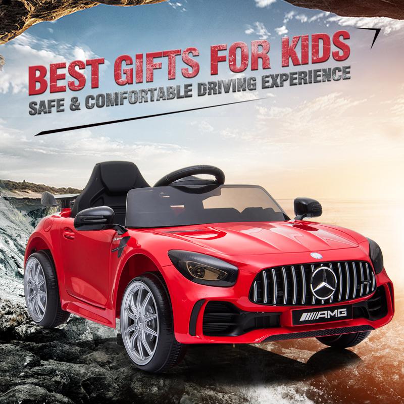 Tobbi 12V Mercedes-Benz GTR-AMG Kids Electric Ride On Car, Red benz gtr amg licensed 12v electric car red 17 1
