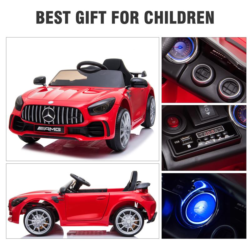 Tobbi 12V Mercedes-Benz GTR-AMG Kids Electric Ride On Car, Red benz gtr amg licensed 12v electric car red 26