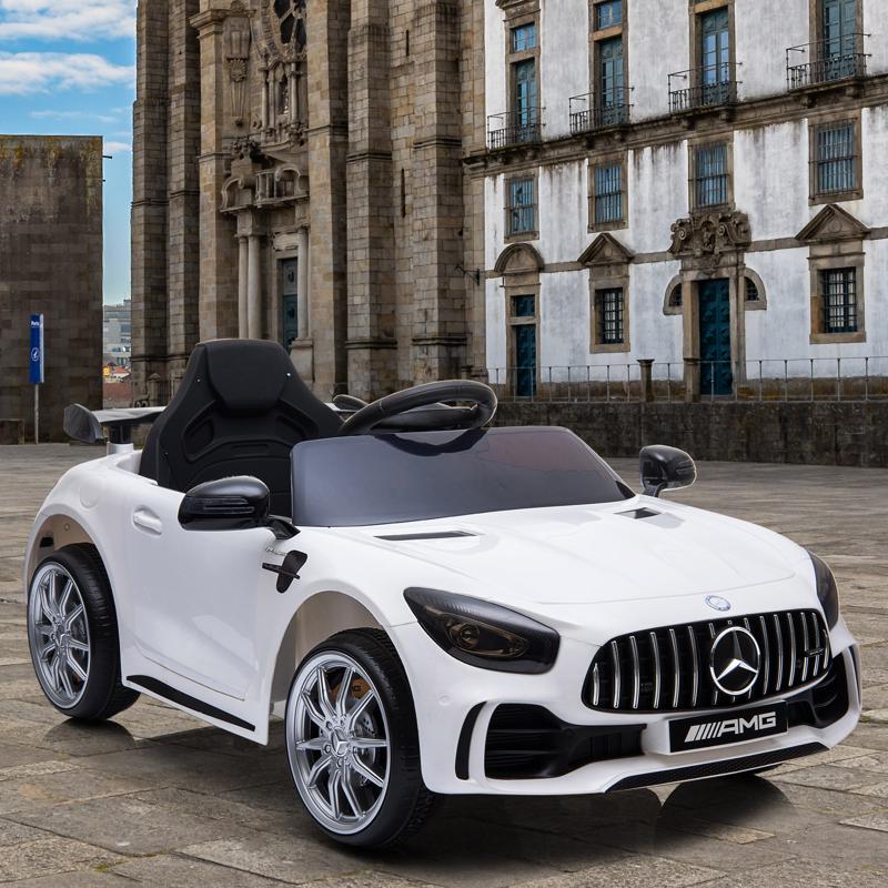 Tobbi 12V Mercedes-Benz GTR-AMG Kids Electric Ride On Car, White benz gtr amg licensed 12v electric car white 16