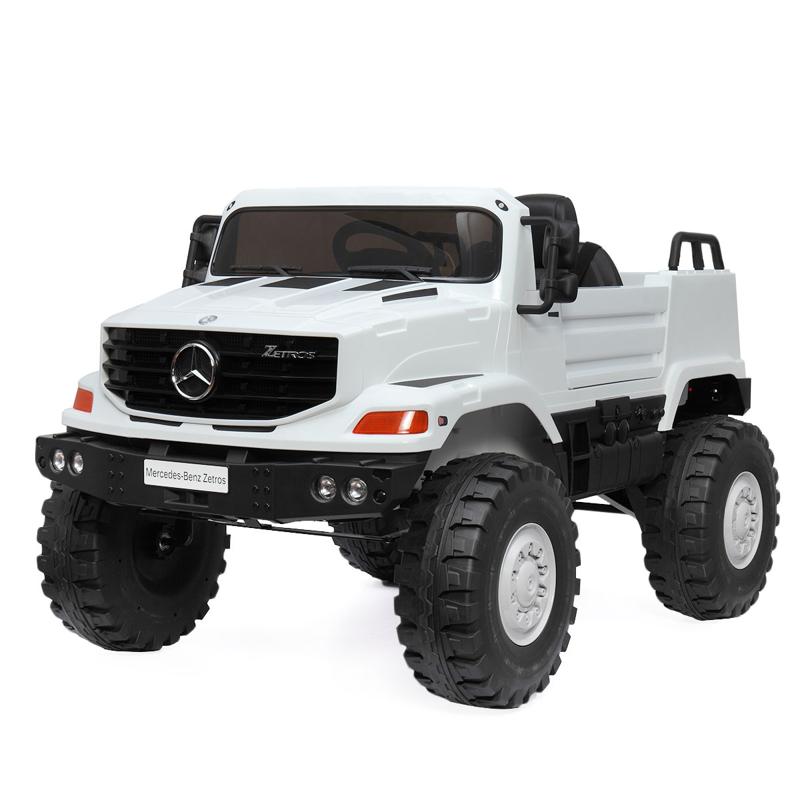 Tobbi 12V Mercedes Benz Truck For Kids With Remote, White benz licensed kids ride on truck white 16