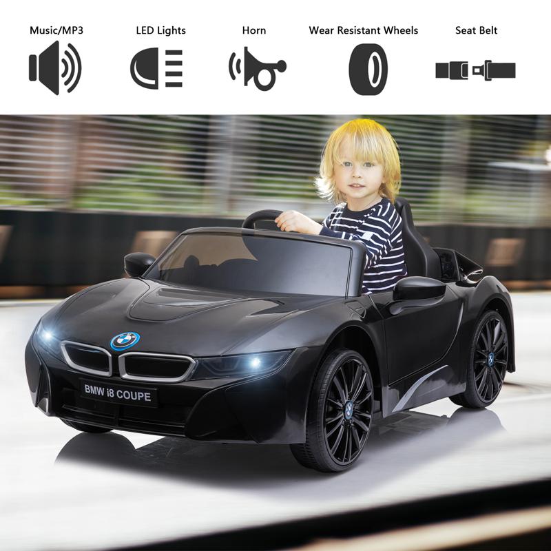 Tobbi 12V Kids BMW Ride on Car With Remote Control, Black bmw licensed i8 12v kids ride on car black 24