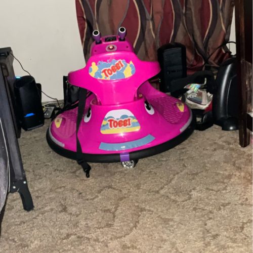12V Kids Electric Ride On Bumper Car with Remote Control, 360 Degree Spin, Rose Red, Snail-Roman Snail photo review