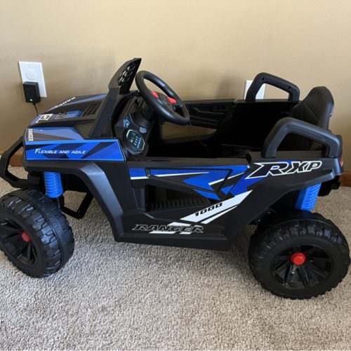 12V Kids Ride on Car Toy Electric Off-Road UTV Truck Battery Powered, Black Blue, Squirrel-Rock Squirrel photo review
