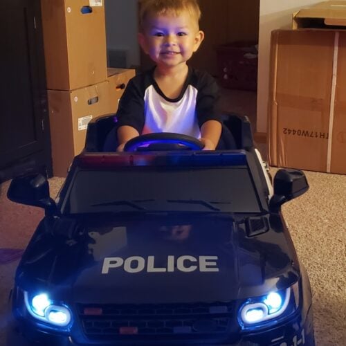 Tobbi 12V Kids Power Wheels Police Car Black Ride On Car W/ RC photo review