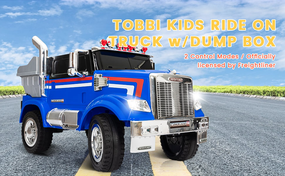 TOBBI 12V Licensed Freightliner Ride On Toy Dump Truck Tractor w/ RC, Blue d367ba20 d25c 43c1 8351 dd4ee25f969d. CR00970600 PT0 SX970 V1