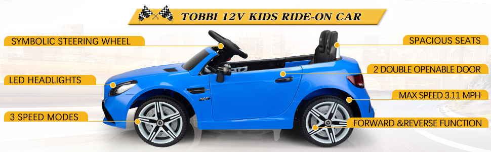 Tobbi 12V Kids Ride On Car, Licensed Mercedes Benz SLC 300 Kids Toy Electric Car, Blue ef500709 3fcc 45cd a32e 2493e04c8737. CR00970300 PT0 SX970 V1