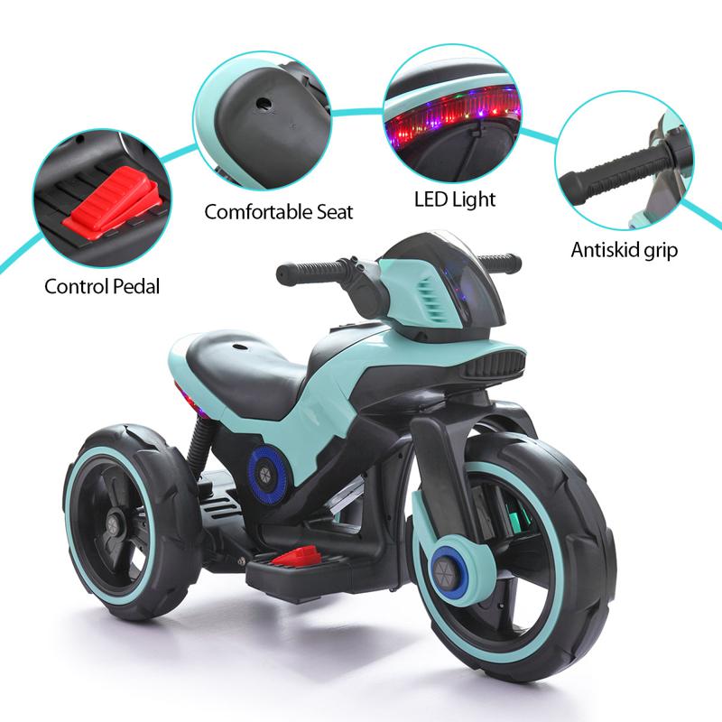 Tobbi Battery Operated Motorcycle Tricycle W/ 3 Wheel electric motorcycle tricycle battery operated blue 21