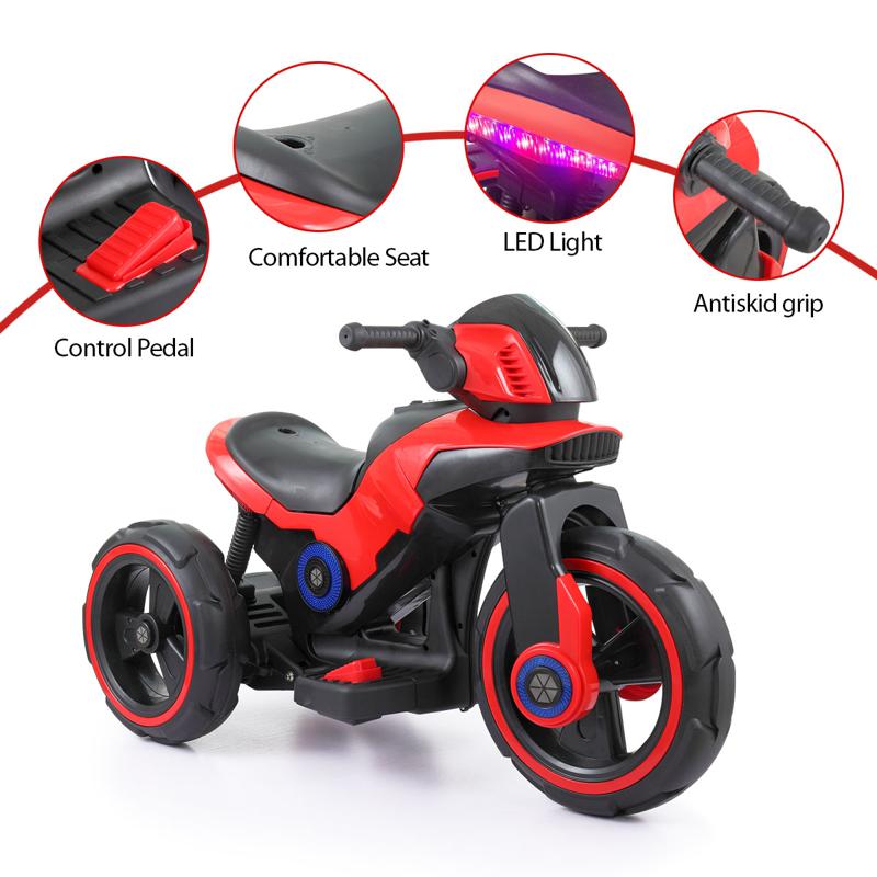 Tobbi 6V Electric Motorcycle Tricycle W/ 3 Wheel electric motorcycle tricycle battery operated red 11