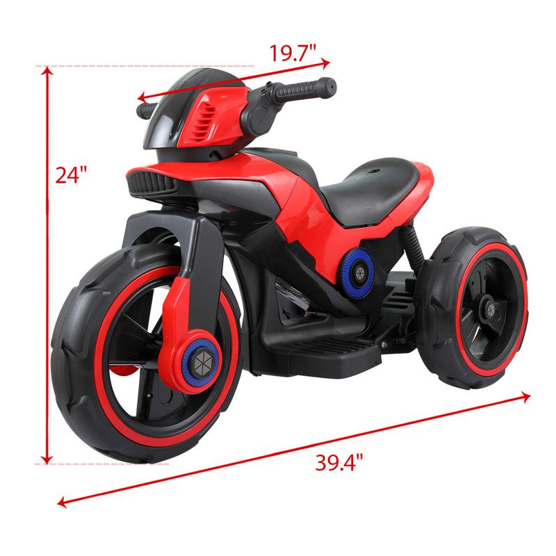 Tobbi 6V Electric Motorcycle Tricycle W/ 3 Wheel electric motorcycle tricycle battery operated red 9