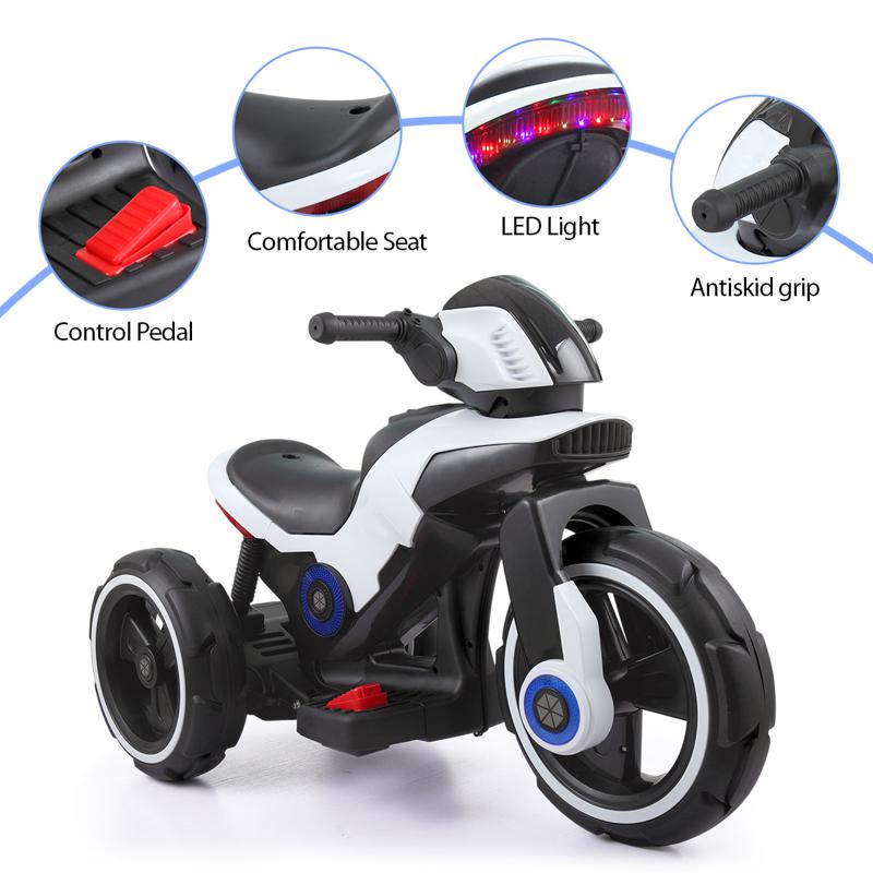 Tobbi White Electric Motorcycle Tricycle for Toddlers electric motorcycle tricycle battery operated white 12