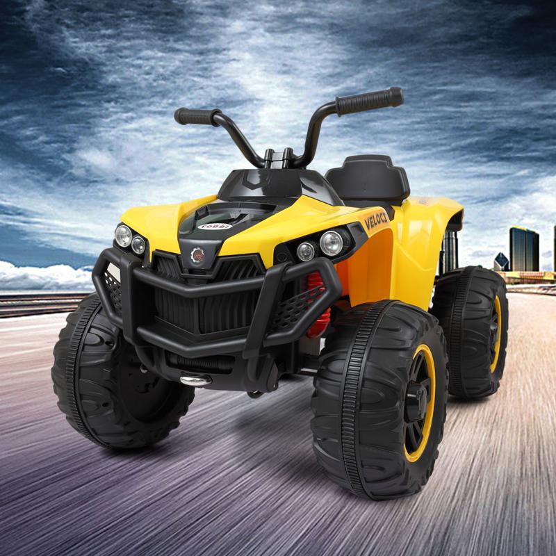 Tobbi Battery Powered Ride On Kids ATV With Remote, Yellow electric ride on atv with 4 wheel white 2 1