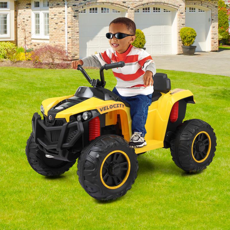 Tobbi Battery Powered Ride On Kids ATV With Remote, Yellow electric ride on atv with 4 wheel white 5 1