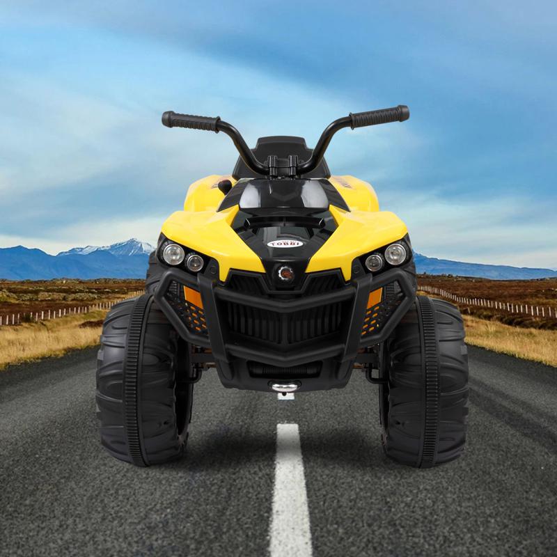 Tobbi Battery Powered Ride On Kids ATV With Remote, Yellow electric ride on atv with 4 wheel white 6