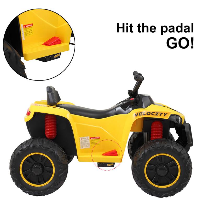 Tobbi Battery Powered Ride On Kids ATV With Remote, Yellow electric ride on atv with 4 wheel white 7 1
