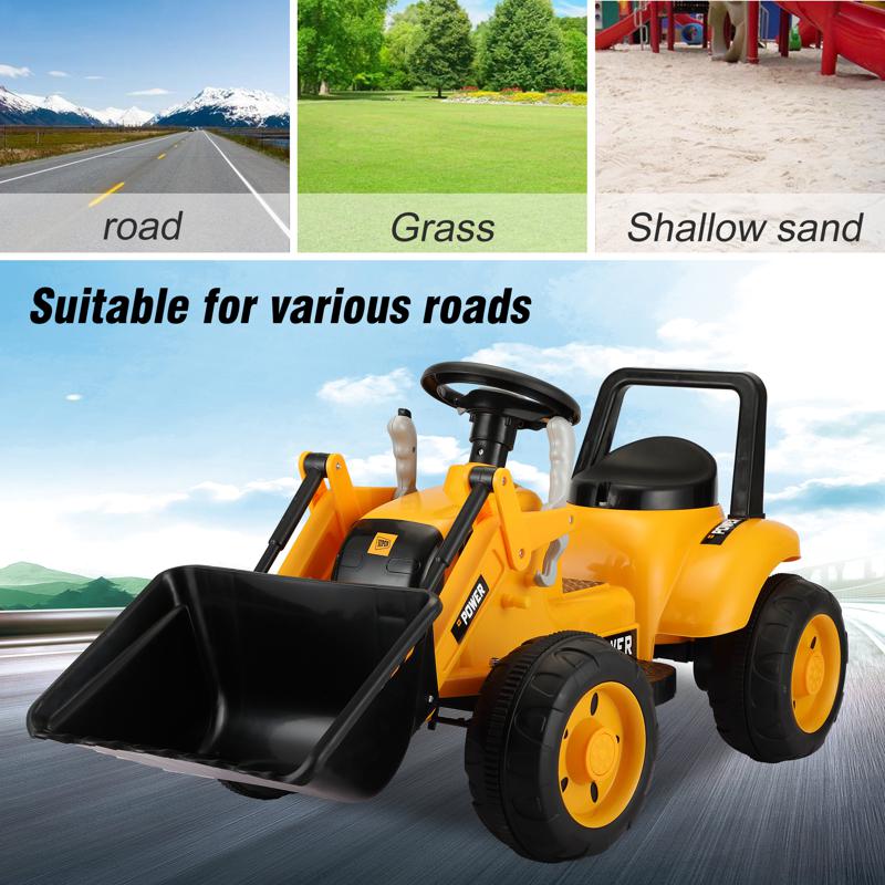 Tobbi 6V Kids Electric Tractor Car with Horn for Kids 3-8 years, Yellow excavator ride tractor for kids pink 12
