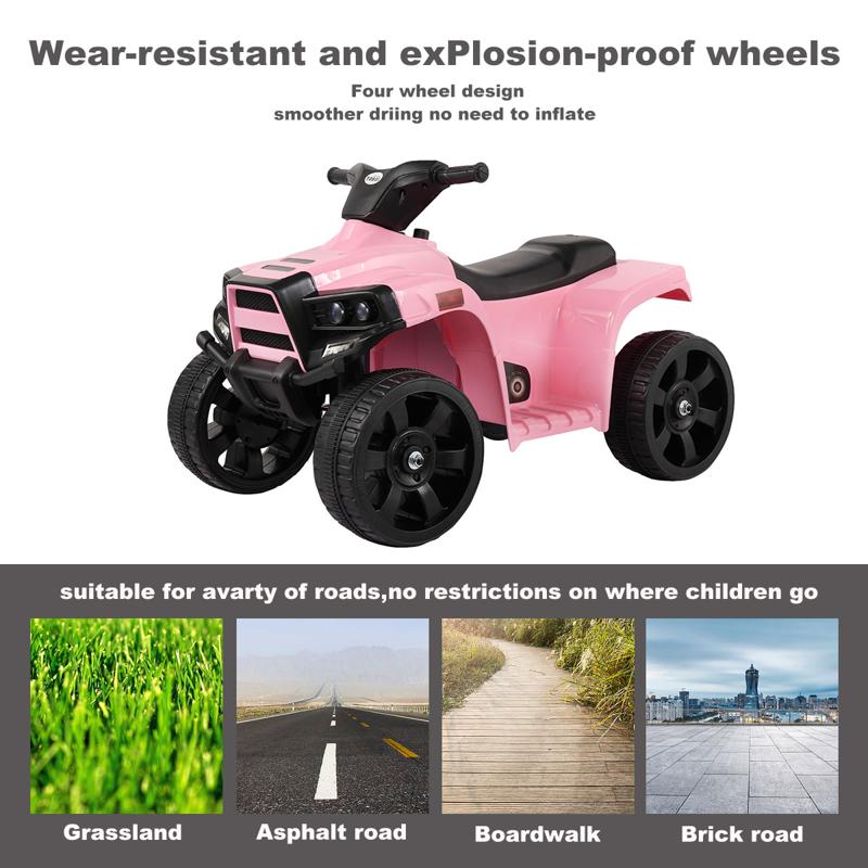 Tobbi 6V Toy Electric Kids Ride On ATV, Battery Powered 4 Wheeler Ride On Quad, Pink kids ride on car atv 4 wheels battery powered pink 3 1 1