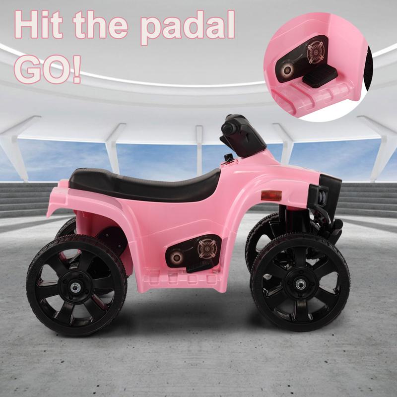 Tobbi 6V Kids Electric ATV 4 Wheeler Ride On Quad, Pink kids ride on car atv 4 wheels battery powered pink 4