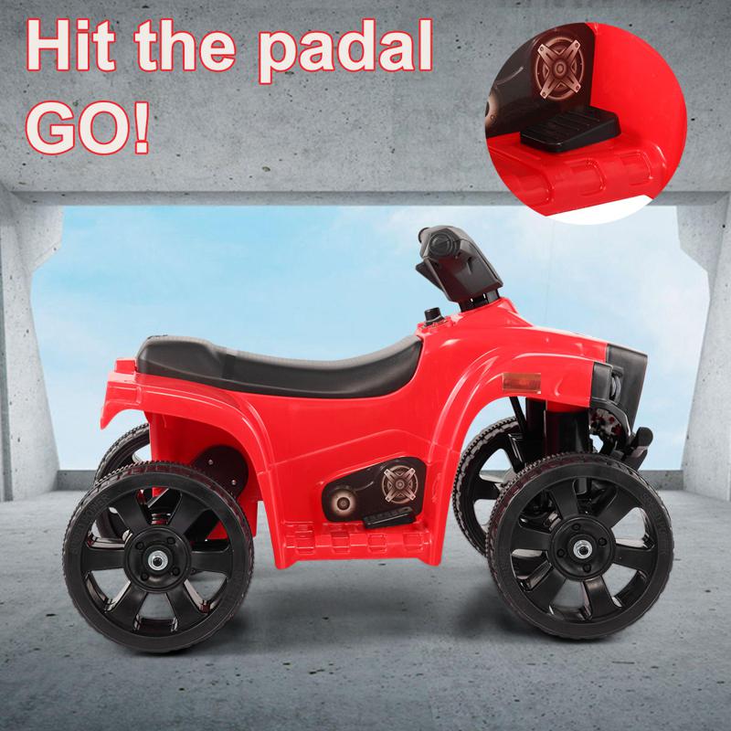 Tobbi 6V Kids Electric ATV 4 Wheeler Ride On Quad, Red kids ride on car atv 4 wheels battery powered red 7